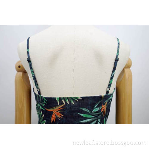 ladies print slit braces sexy long dress